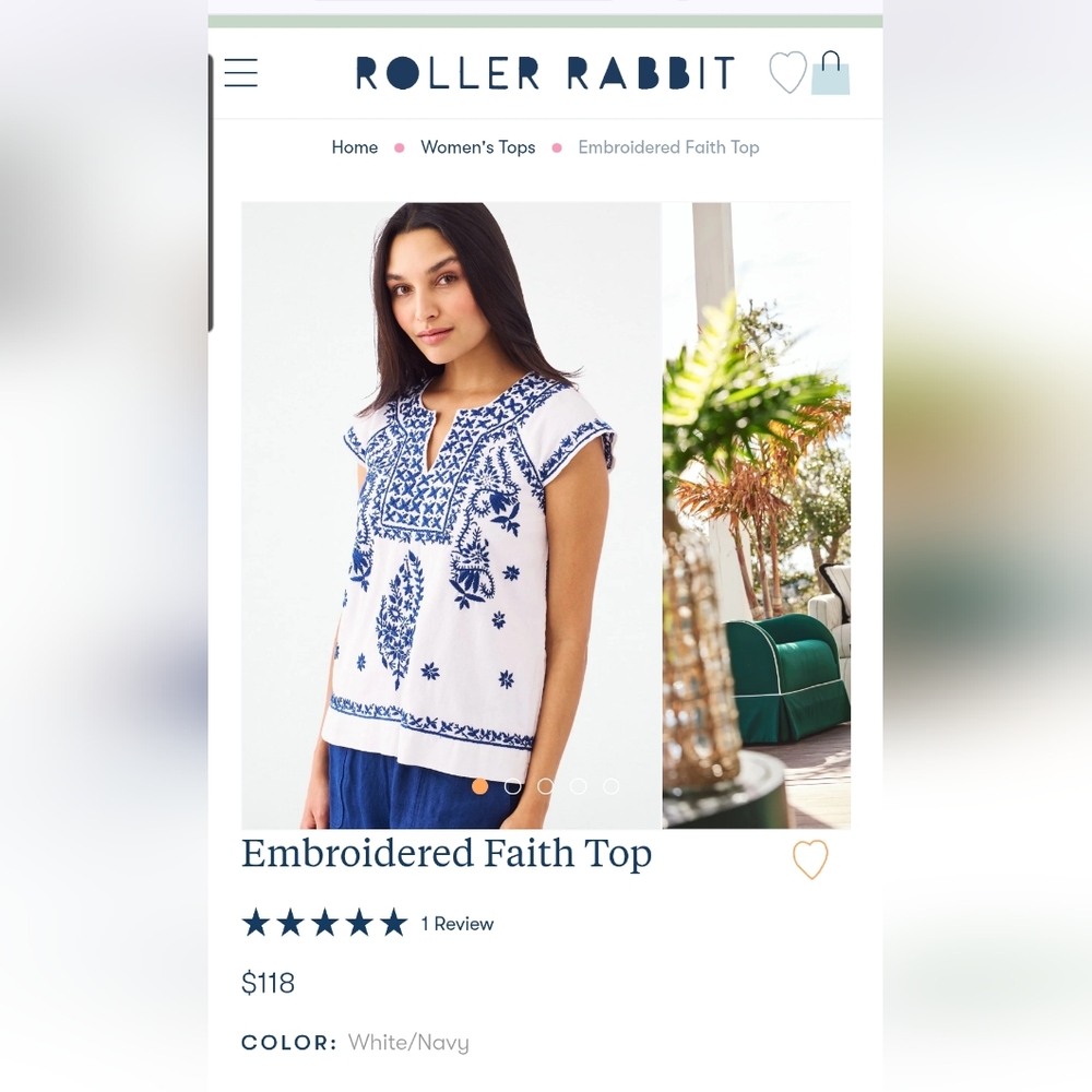 Roller Rabbit Blue and White Embroidered Top - Picture 4 of 4